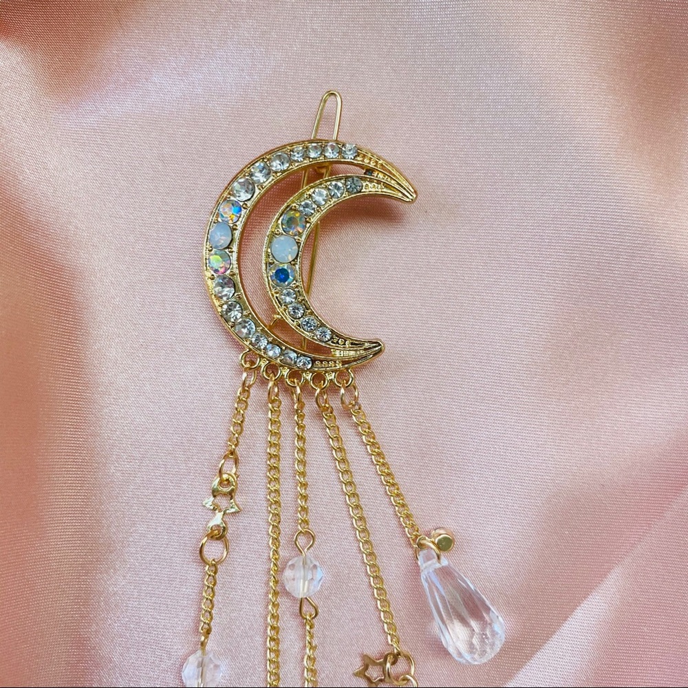 💕Last one Moon Dangle Crystal Hair Clips - Picture 7 of 10